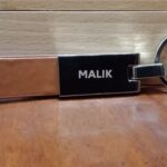 Leather Key Chain Engraved With Metallic Cover