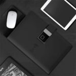 Smart Fingerprint Lock Notebook, 8000MAH powerbank+Wirless Charging+ USB Charging Leather Journal, for Business Meeting Records Loose-Leaf Notepad